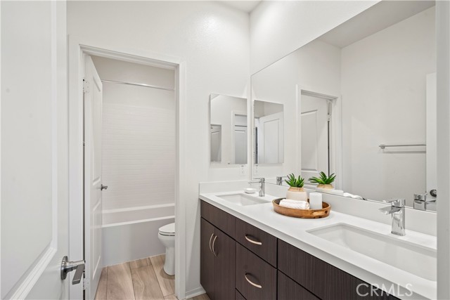 Guest bath has double sink