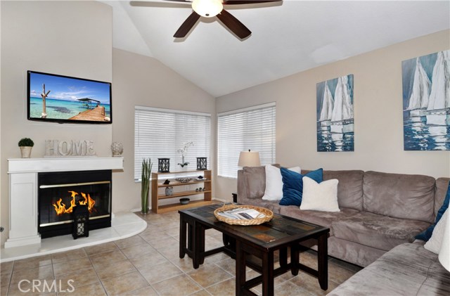 View from kitchen to family room.