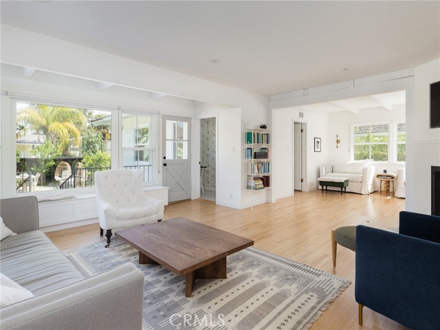 The family room opens to the backyard