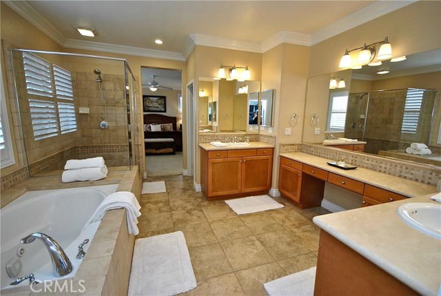 Highly Upgraded Spa-Like Master Suite with Travertine Counters