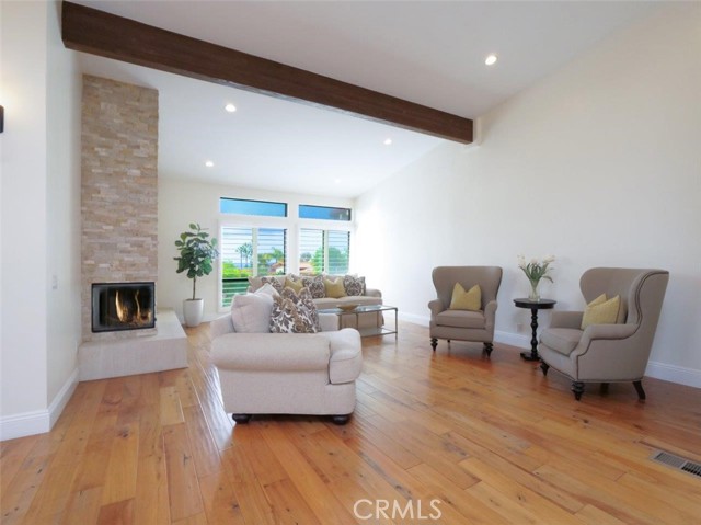 Spacious Living Room with Fireplace