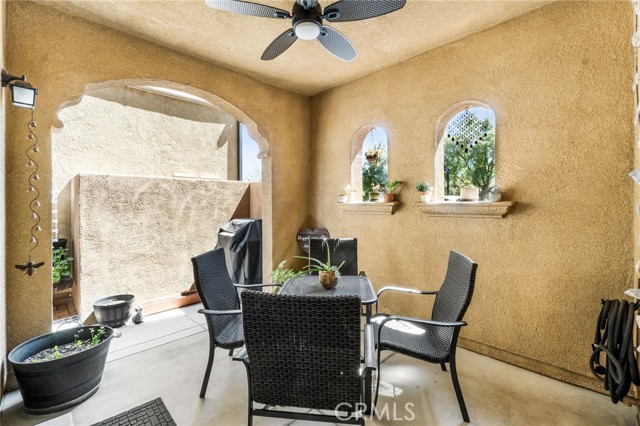 Inviting outdoor covered patio off the dining room.