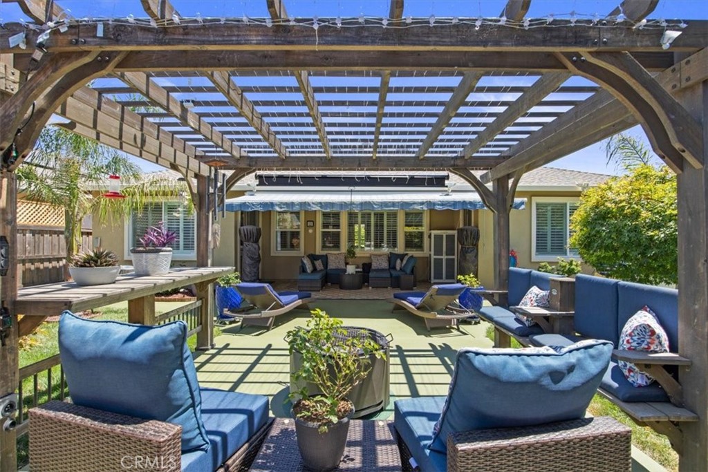 back yard gazebo area facing the house