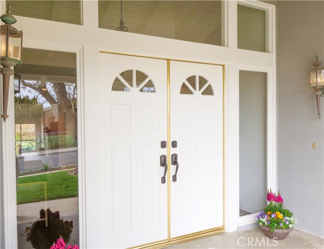 Double door entry and nice front porch area.