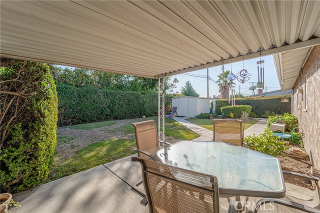 Covered patio at the back of the house