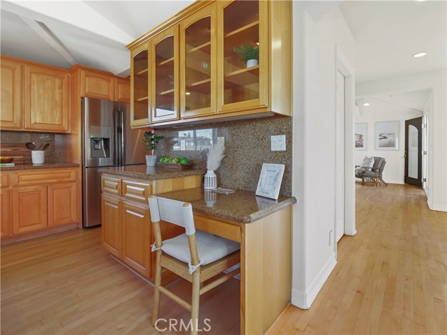 built in desk in kitchen