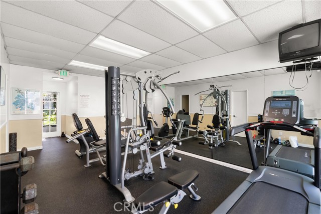 Fully equipped gym with treadmill, machines, weights, yoga mats, TV!