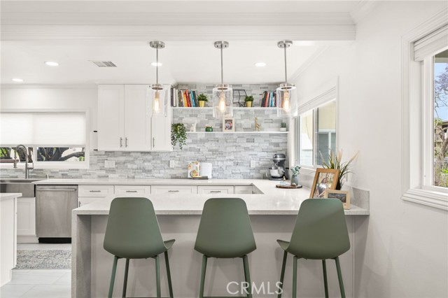 Bar seating at the kitchen