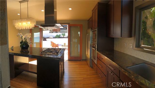Kitchen open to front yard seating