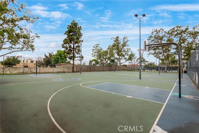 Lighted basketball courts.