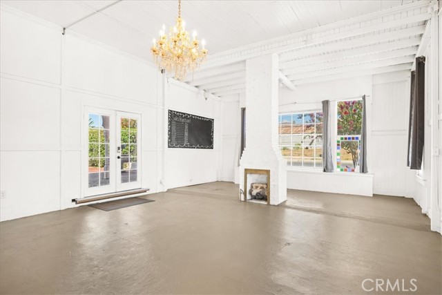 Lobby with fireplace
