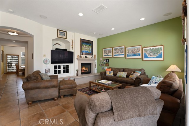 Family room with fireplace.