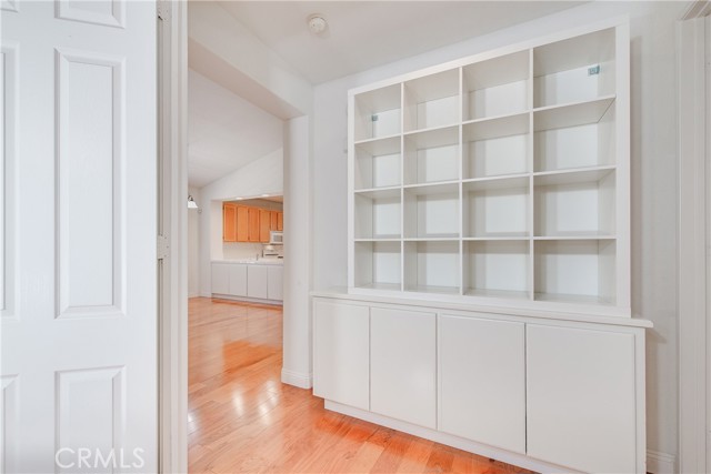 Built-in hall cabinets and shelves.