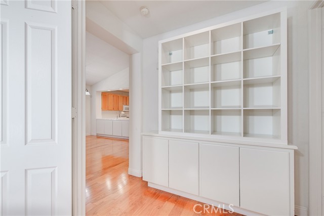 Built-in hall cabinets and shelves.