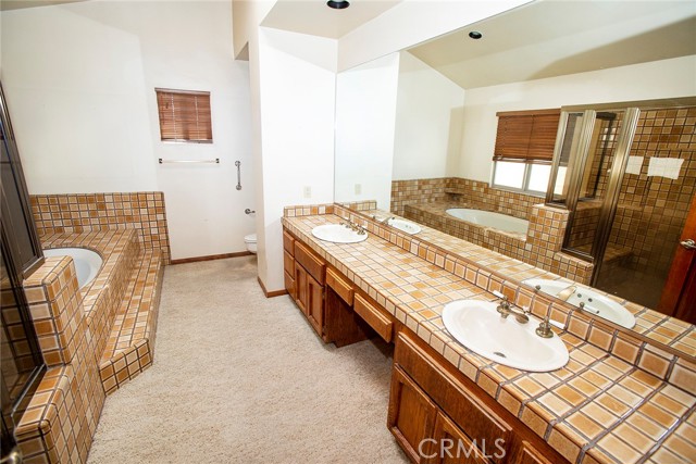 Master Suite Bathroom: Glass enclosed shower, jetted Tub, Duel sinks