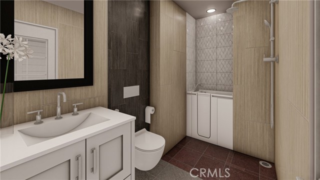 Completed interior layout of bathrooms A