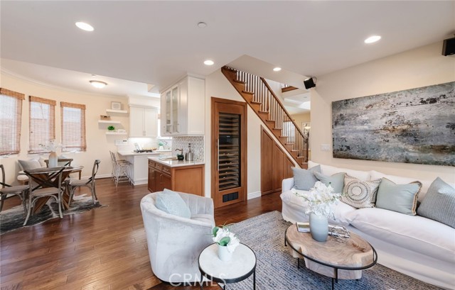 Living Room with Bar Area & Wine Refrigerator