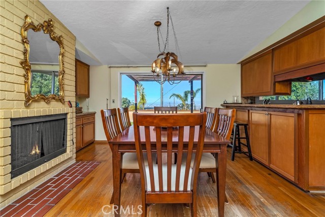 Dining Room with dual sided fireplace