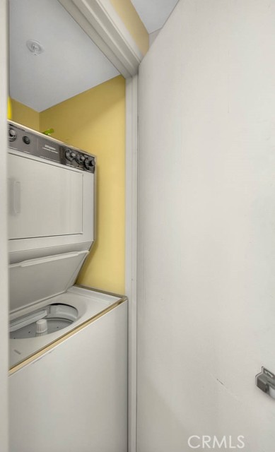 Stackable laundry in kitchen