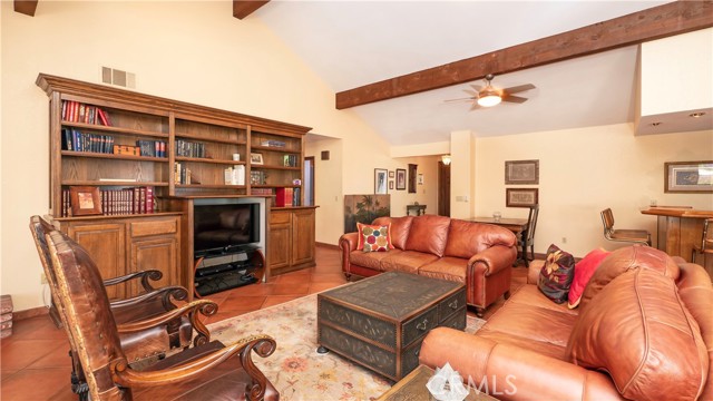 Dramatic fireplace and built in shelving