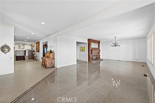 View from entry towards living room and kitchen.
