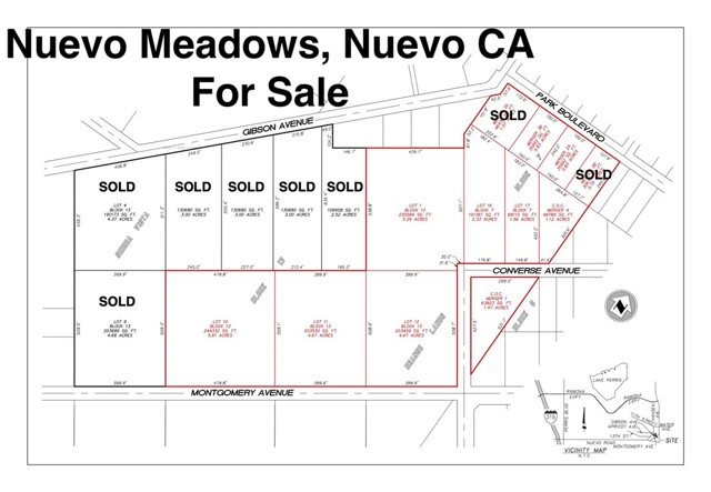Site Map: 10 individual parcels available for sale, each sold separately.