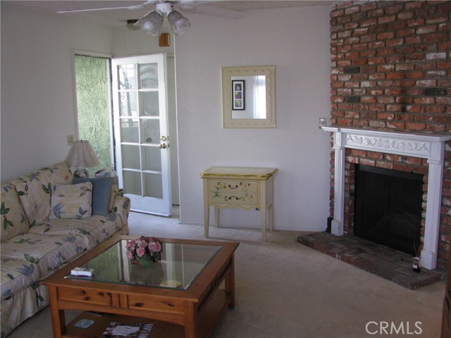 Living Room, Brick fireplace