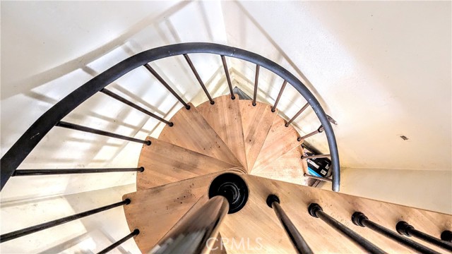 beautiful steel and wood spiral staircase