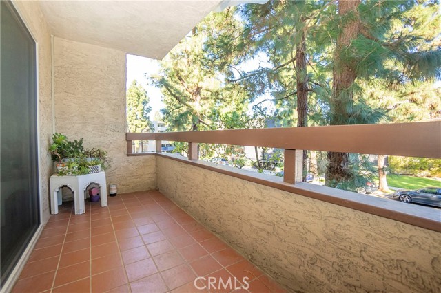 Living deck over looking at tree-lined street