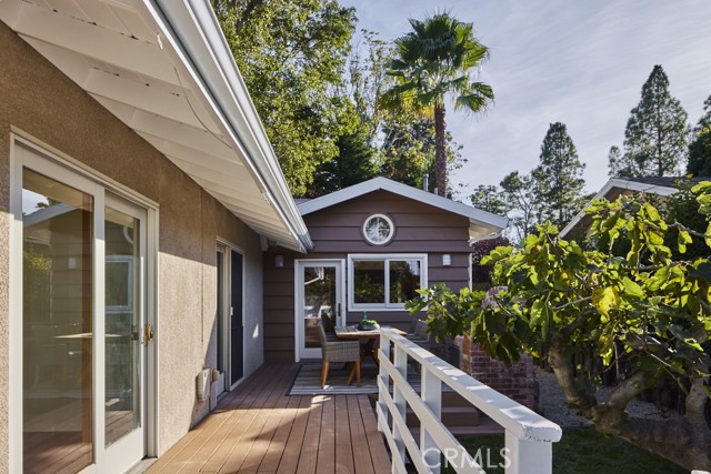 Wraparound deck in the backyard