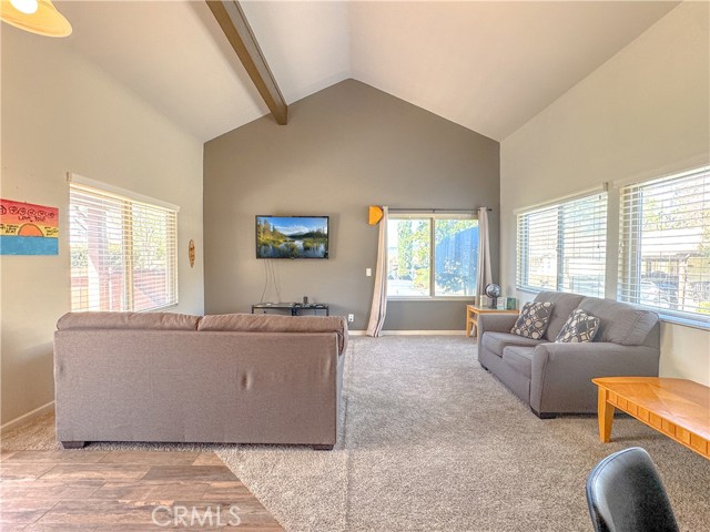 Living room with high ceilings