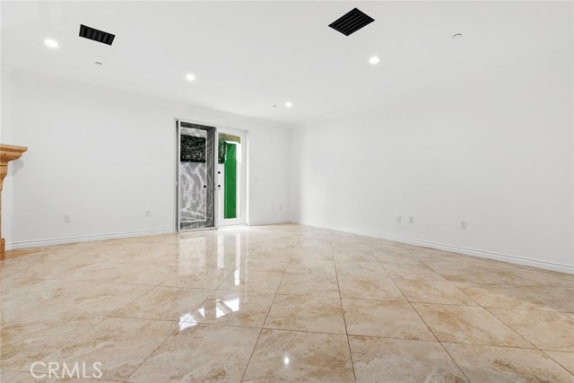 Large, open floor living room with private patio
