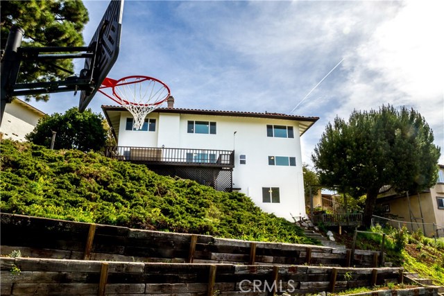 View from the basketball court looking toward the back of the house.