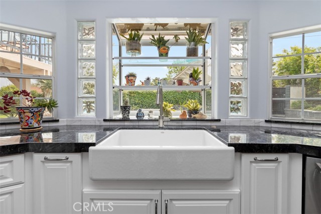 Farm House Single Bowl Sink, Garden Window With Swimming Pool View