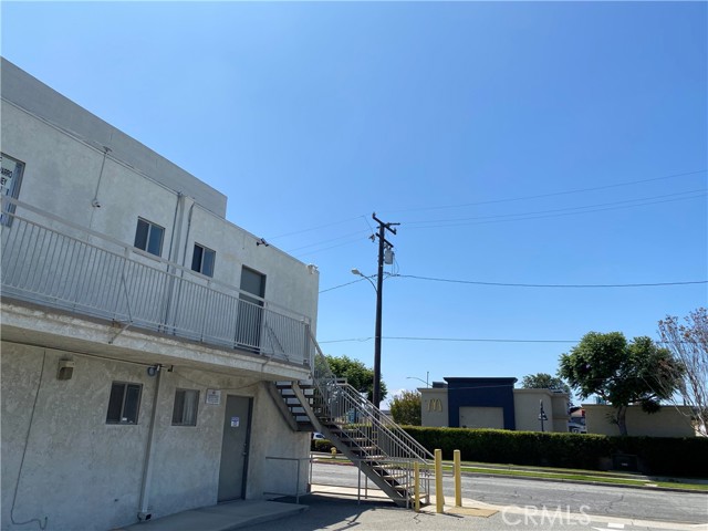 The back of the building parking area