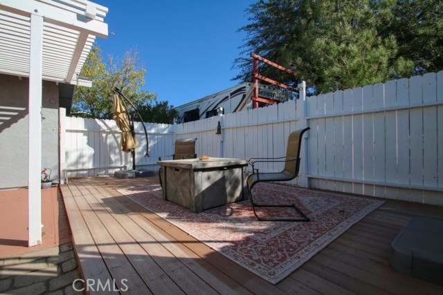 Gas fire pit on patio