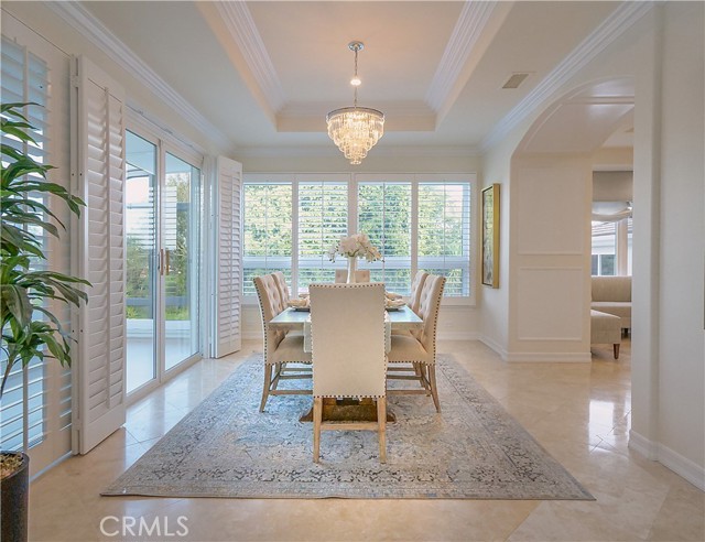 Spacious formal dining room with views of the canyon