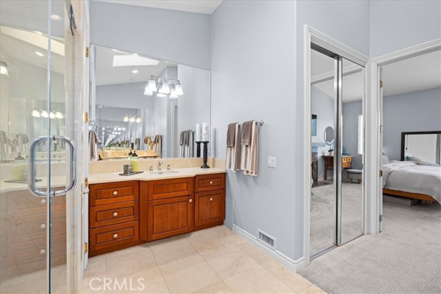 Another angle of master bath which has two sink areas