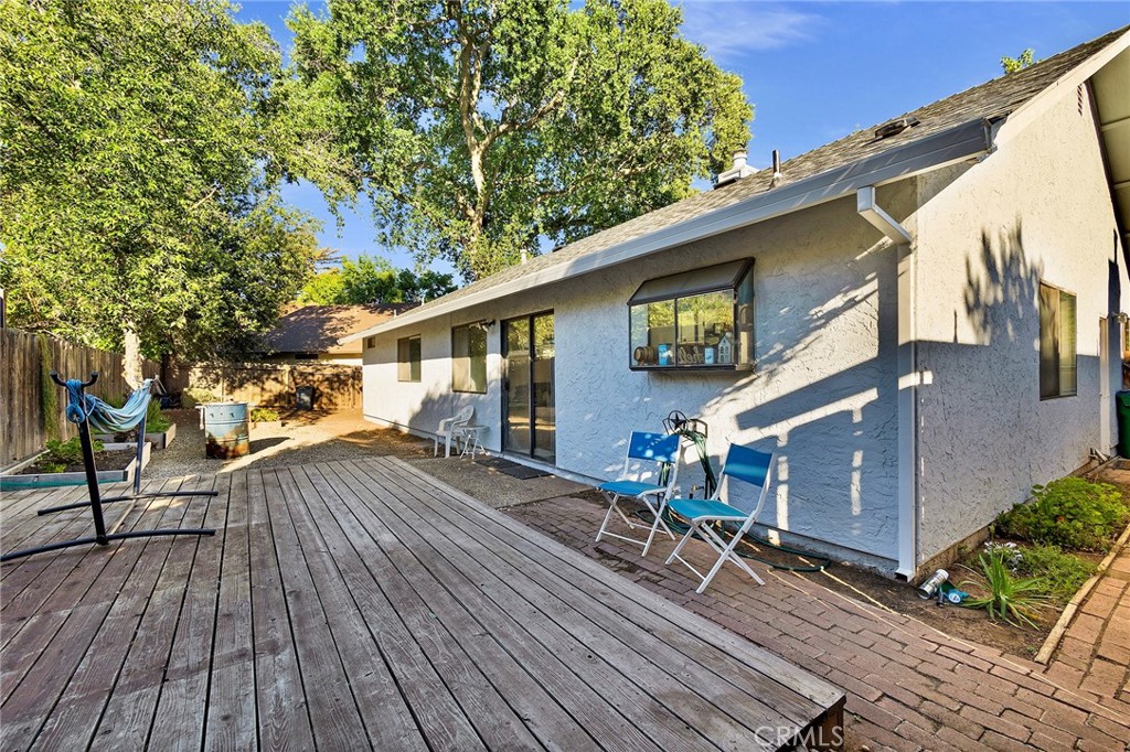 Backyard with deck.