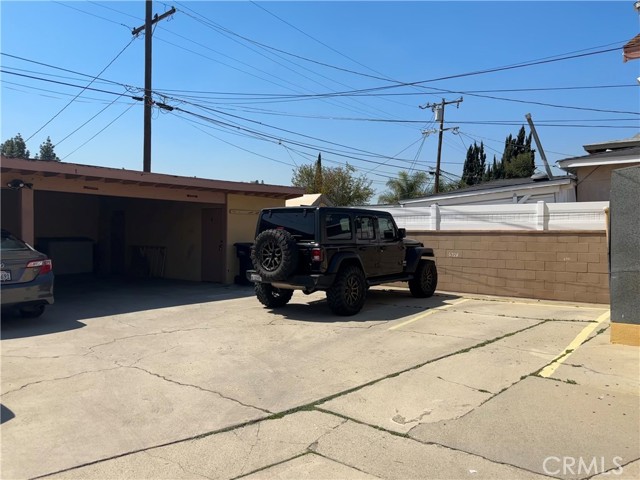 Carport and parking spaces