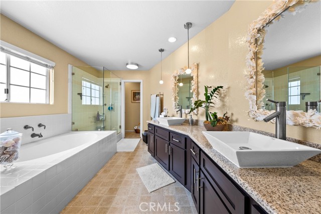 Primary bathroom with custom vanity