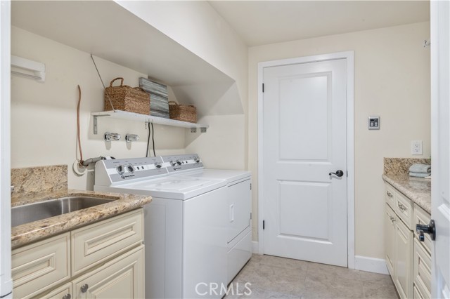 Laundry room with sink and folding area
