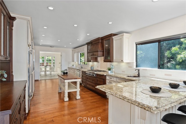 Peninsula in the Great Room end of this large kitchen.