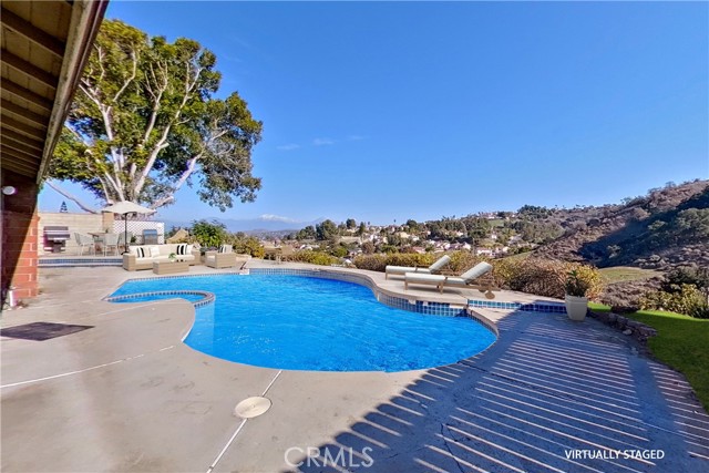 Digitally enhanced and Staged pool and view