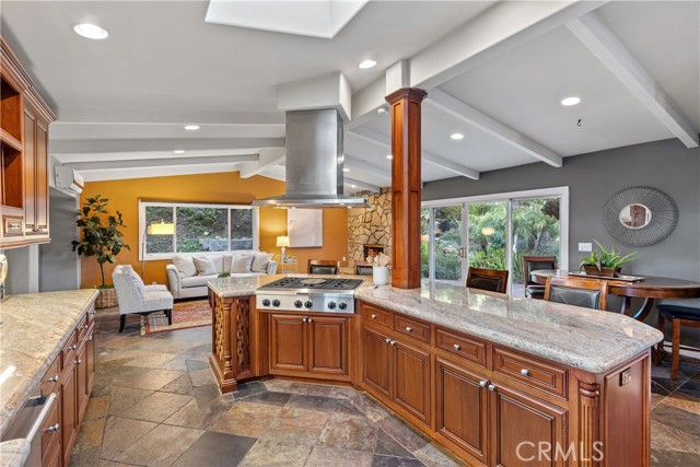 The modernized kitchen offers many amenities for comforts and convenience.