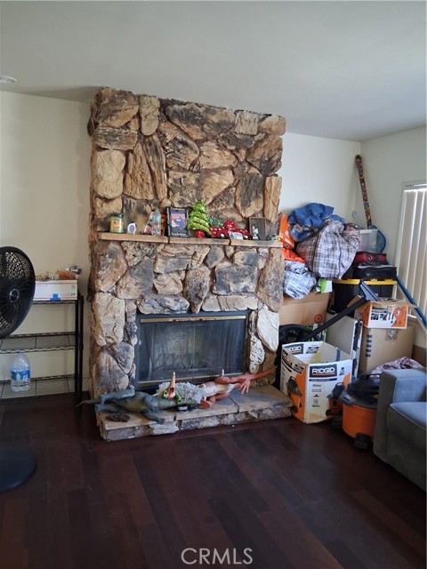 Fireplace in living room.