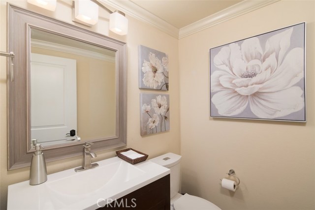 One out of the 3 restrooms. This one is conveniently located downstairs