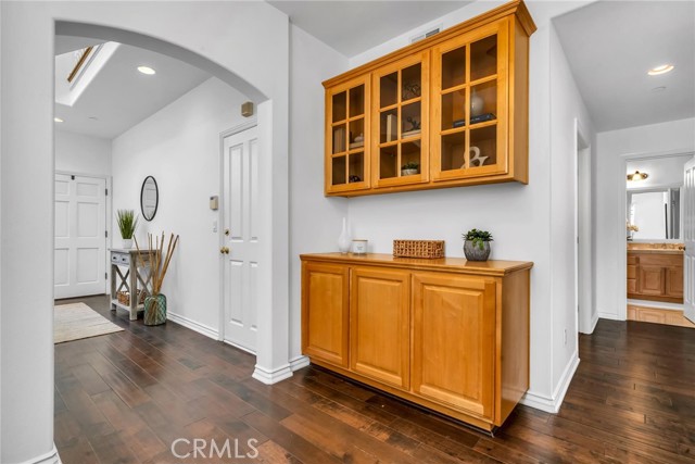 Office area with built in cabinetry