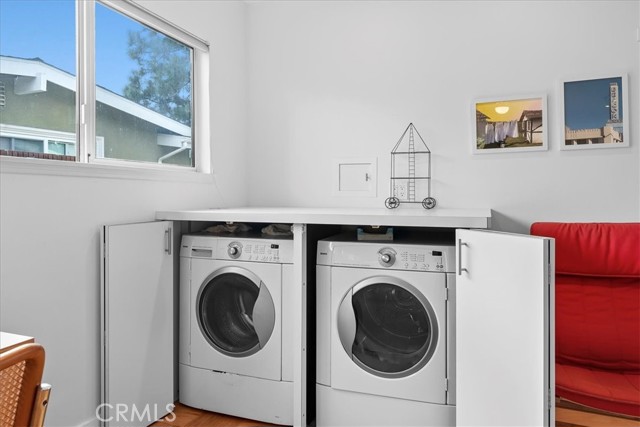 Laundry located in the 4th bedroom in a built-in closet.