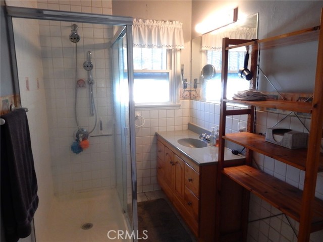 Oversized shower in the bathroom.